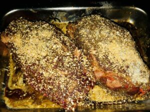 roast rubbed with granulated garlic and smoked salt