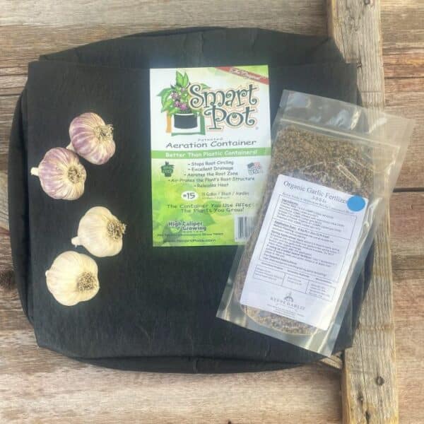 Organic Garlic Container Garden Kit Black 15Gal