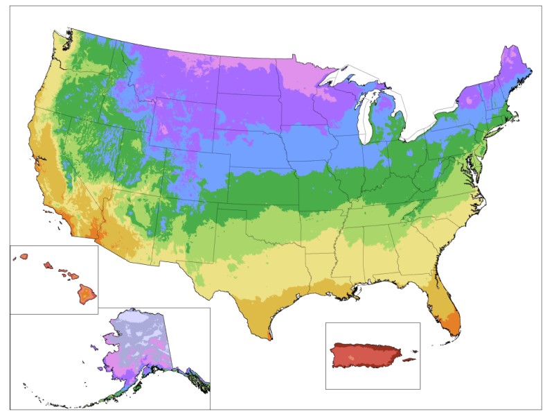 US Plant Hardiness Growing Zones